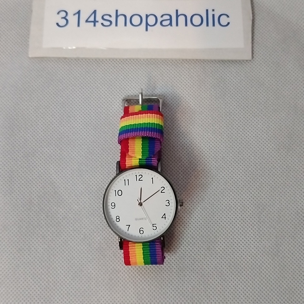 Rainbow Strap Watch With Black Face